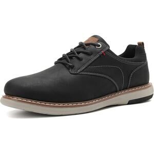 Analeaf Mens Size 10.5 Black Faux Leather Lace Up Oxford Comfort Sneakers Shoes